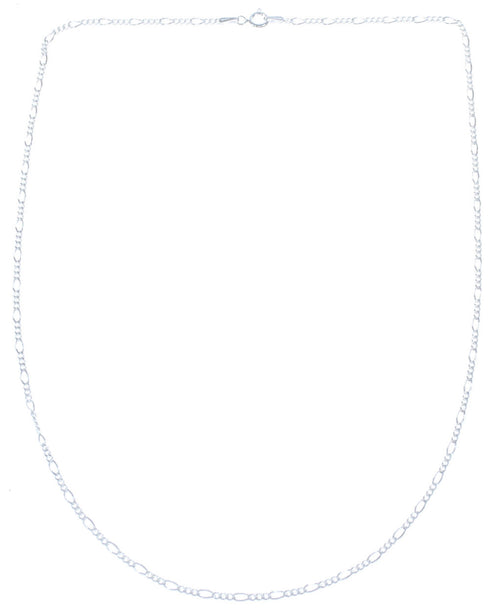 Genuine Sterling Silver Italian Figaro Chain 18" Necklace JX120899